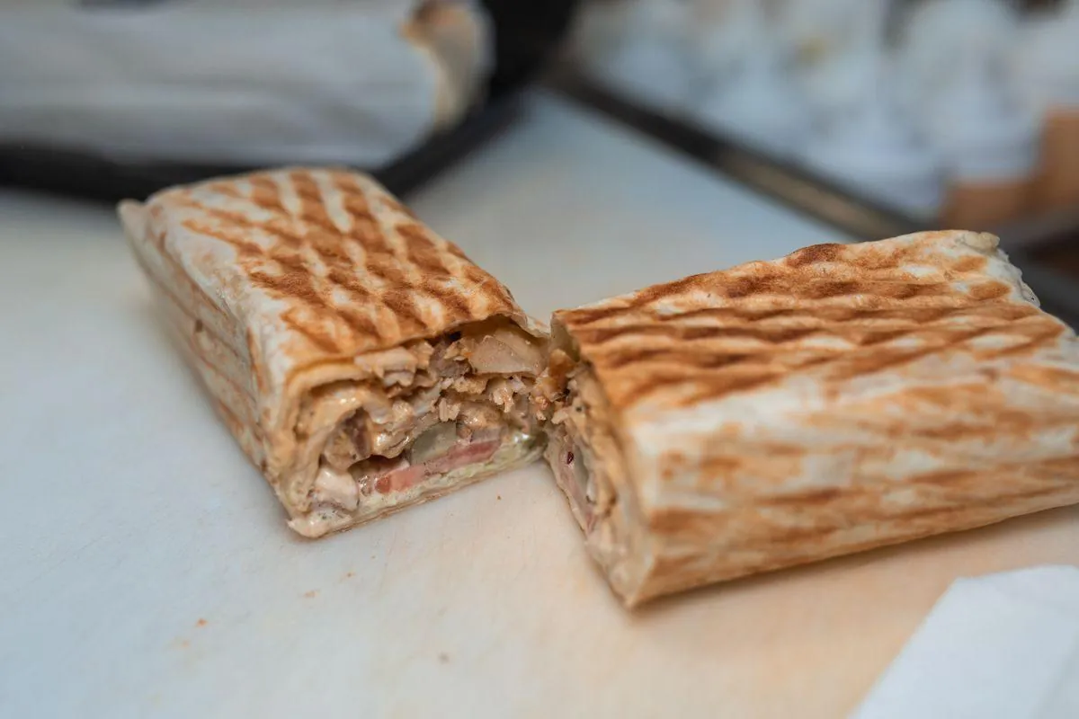 A grilled tortilla wrap — illustrative photo
